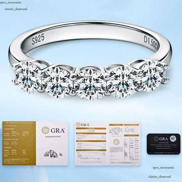 Luxury Moissanite Band Promise Ring for Women 100% Original 925 Sterling Silver D White Gold Diamond Rings Eternity Wedding Fine Jewelry Gift US Size 4-10 15 thumbnail 2