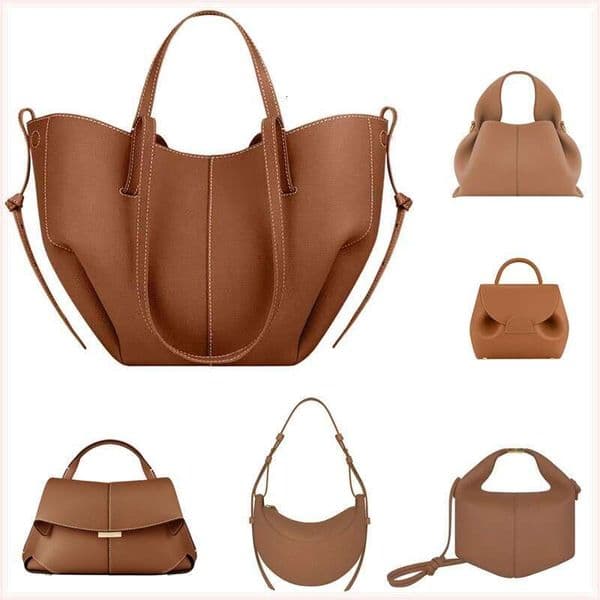 Designer Half Moon Smooth Shoulder Black Tote Underarm Fashion Women Cross Body Bag Mini Purse Textured Leather Hobo Bags
