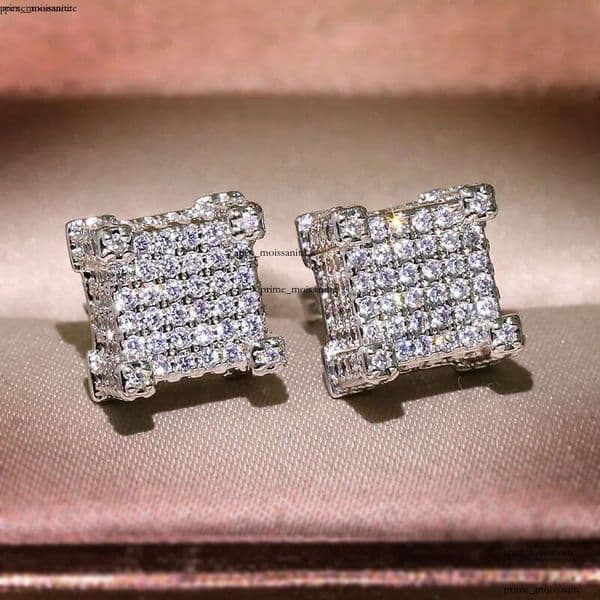 2023 Hip Hop Stud Vintage Jewelry 925 Sterling Silver Gold Fill Pave White IGI 5A Cubic Zircon CZ Diamond Top Sell Party Women Men Earring For Lover Gift 00