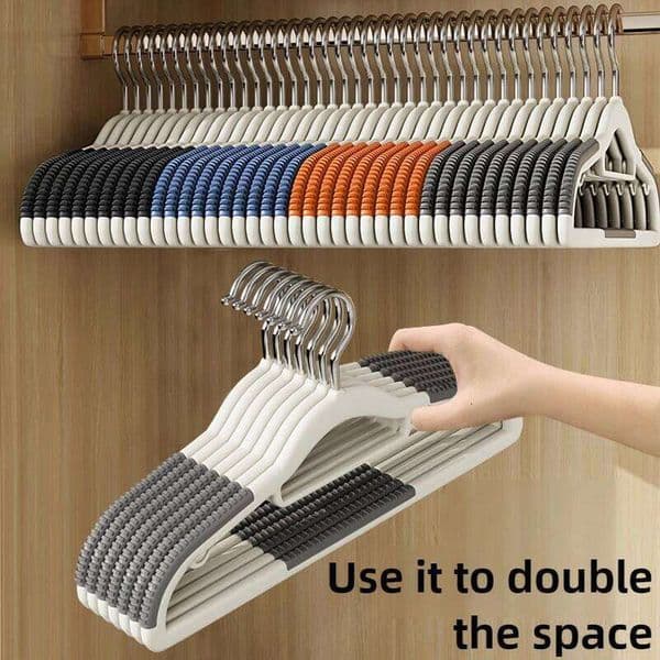 10Pcs Random Color Hot Selling Anti-slip Plastic Hangers Space Saving Traceless Clothes Hanger for Supermarket & Home 26T0109