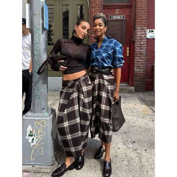 Women Checked Midi Skirt Fashion High Waist Pleated Irregular Slim Mid Length Bottom Lady Daily New Commute Street Skirts Luxury