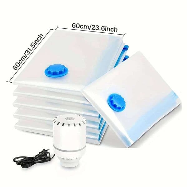 6/16-Pack Heavy-Duty Vacuum Storage with 110V US Electric Air Pump, 31.5x23.6 Inch Large Capacity Zipper Compression Bags 26N0109