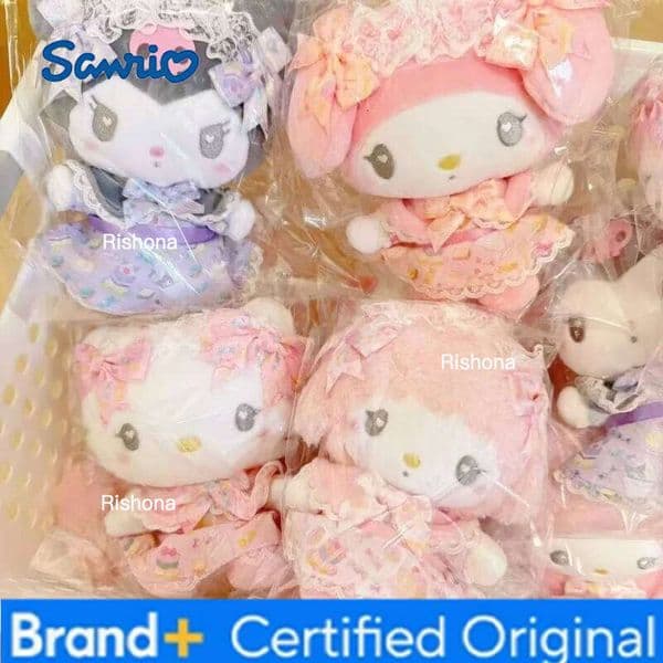 Sanrio NEW Maid Lolita skirt Series Melody pink dress My Sweet Piano Kuromi Plush Keyring Hello Kitty Small Pendant Toys gift H260109