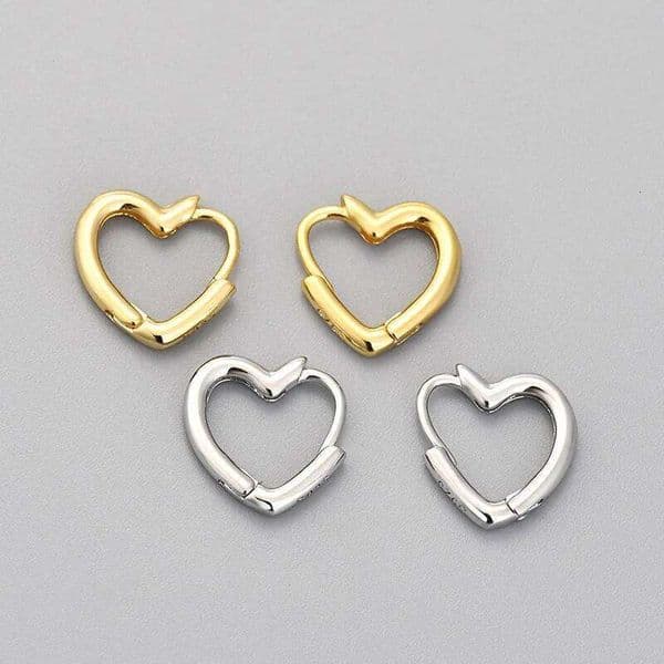 925 Sterling Silver Earrings for Women Geometric Gold Hollow Heart Earring Fashion Jewelry Gift Party Wedding pendientes