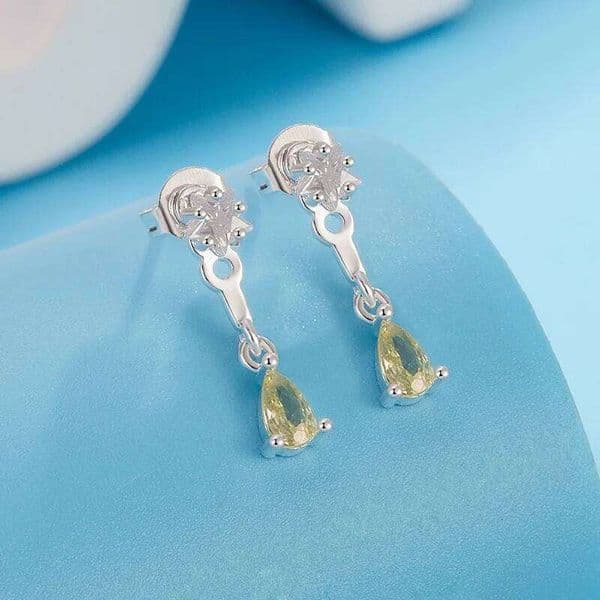 925 Sterling Silver Earrings for Women Geometric Sexy Girl Fashion Trendy Jewelry Gift Party Green Stone Wedding pendientes