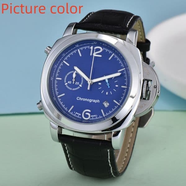 Pa WristWatch for Men 2026 Mens Watches Five needles All dials work Quartz Watch Top Luxury Brand Chronograph clock Leather Strap fashion Holiday gifts Stylish