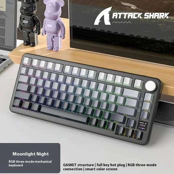 X85pro ATTACK SHARK Wireless With Screen/Meta Knobs,Rgb Hot-Swap Mechanical Keyboard For Gaming Technology