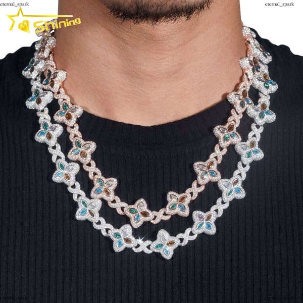 Hip-Hop Jewelry Custom Luxury Design 925 Silver VVS Moissanite Men's Iced Out Infinity Cuban Chain Necklace d3