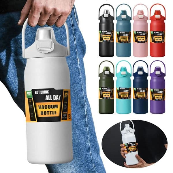 1200ml Insulated Bottle Stainless Steel Thermal Water Cup BPA Free Portable Coffee Mug Wide Mouth Opening for Sports 260106