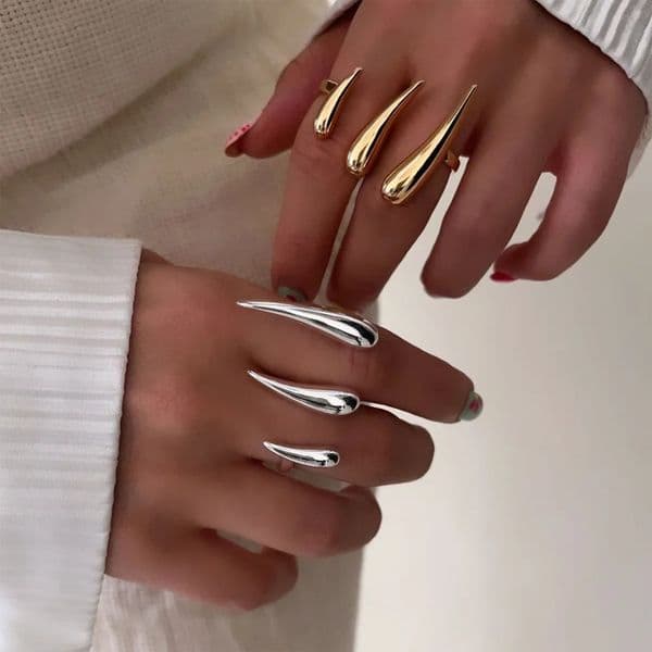 XIANING Stylish Unique n Stainless Steel Metal Double Finger Geometric Ring Distinctive Rust Proof Minimalist Jewelry 260106