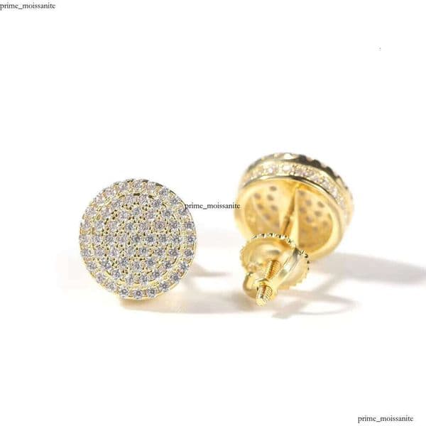 VVS Moissanite Fashion White Gold-Plated Sterling Silver 925 Stud Earrings, Luxurious Backing Rapper Earrings e4