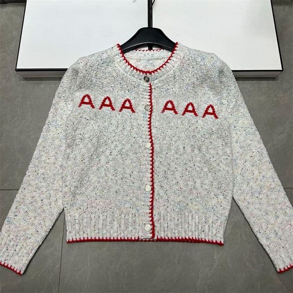 Women Casual Letter Embroidered Knit Tops Contrast Color Single Breasted Cardigan Daily Versatile Sweater Pullover