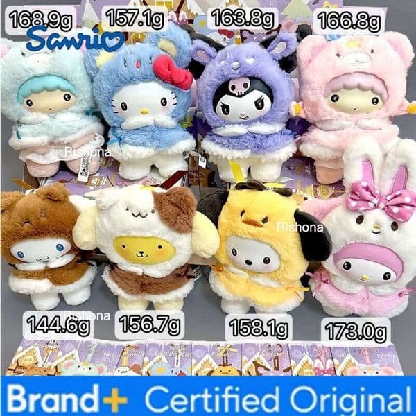 Sanrio Genuine New Small Cloak Series: Vinyl Plush Keychain Blind Surprise Box Trendy Toy Desktop Decoration Cute Gift H260109