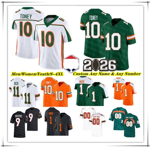 Malachi Toney College Football Jersey MiamiS HurricanesS Carson Beck Mark Fletcher Jr Keelan Marion CJ Daniels CharMar Brown Mohamed Toure Keionte Scott Pringle 4X