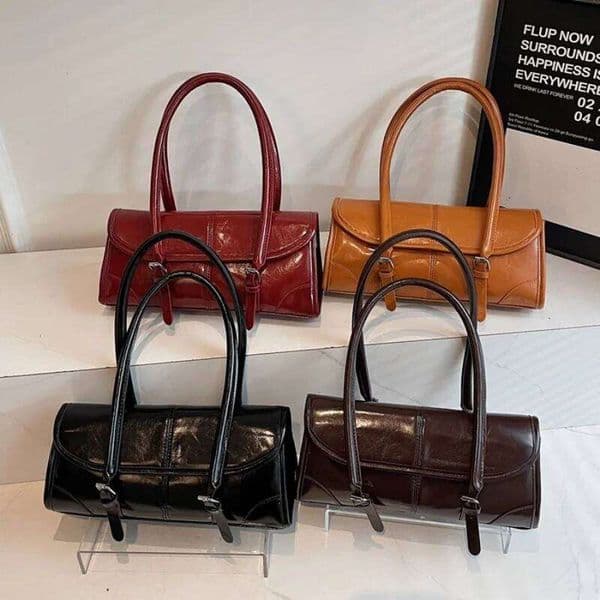 High Quality Burgundy PU Leather Underarm Elegant Women S Magnetic Buckle Shoulder Bag Commuter Versatile Ladies Tote Bags QIBALIANGPIN