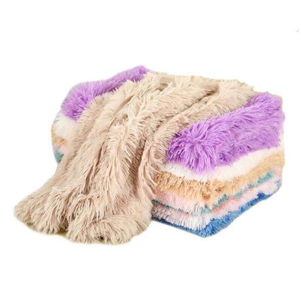 Fluffy Mat Long Plush Pet Blanket Cat Sleeping Mats Puppy Winter Warm Thin Kennel Cushion Soft Covers for Large Dogs Mattress 26N0109