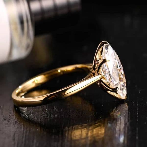 with IGI Gia Certified CVD HPHT Lab Created Grown Diamond Marquise Cut 10k 14k 18k Solid Gold Engagement Rings for Women Men