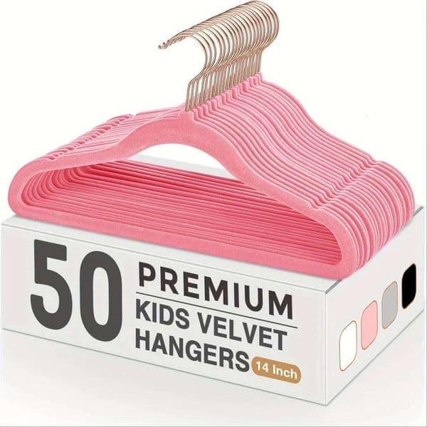 50pcs Colorful Velvet Non-Slip Clothing Hangers,Seamless Flocking Dry and Wet Wardrobe Storage Adult Magic Hanger 26T0109