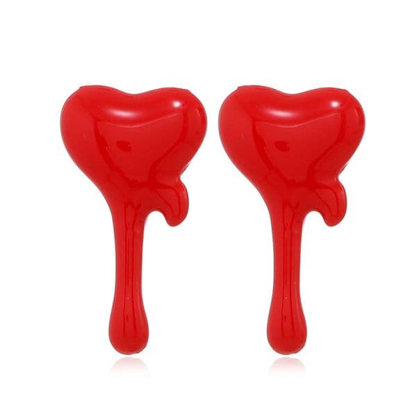 2026 New Gothic Blood Red Enamel Heart Stud Earrings Unique Love Heart Earrings Halloween Party Costume Fashion Jewelry Gifts For Women