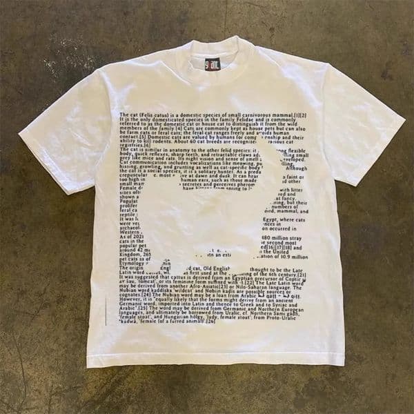 European Cute Letters Cat Print Pure Cotton T Shirt Men Women Summer Y2k Personality Street Clothing Half Sleeved Tops 260109