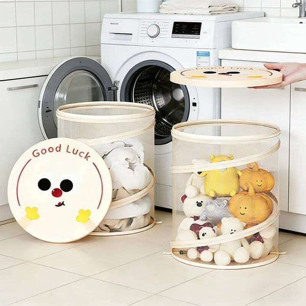 Wall-Mounted Foldable Laundry Hamper with Lid - Large Capacity Dirty Clothes Basket for Bathroom/Laundry Room 26H0110