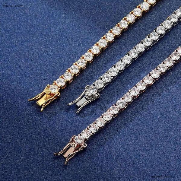 Rapper Style Pearlescent VVS Moissanite Hip-Hop 4mm Charm Punk Jewelry Iced Tennis Necklace Chain