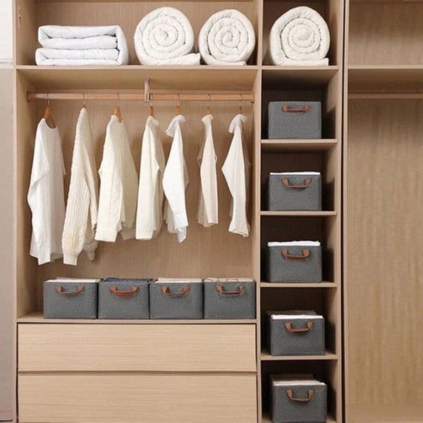 Large Capacity Clothing Storage Box, Foldable Wardrobe Organizer Basket for Clothes and Pants