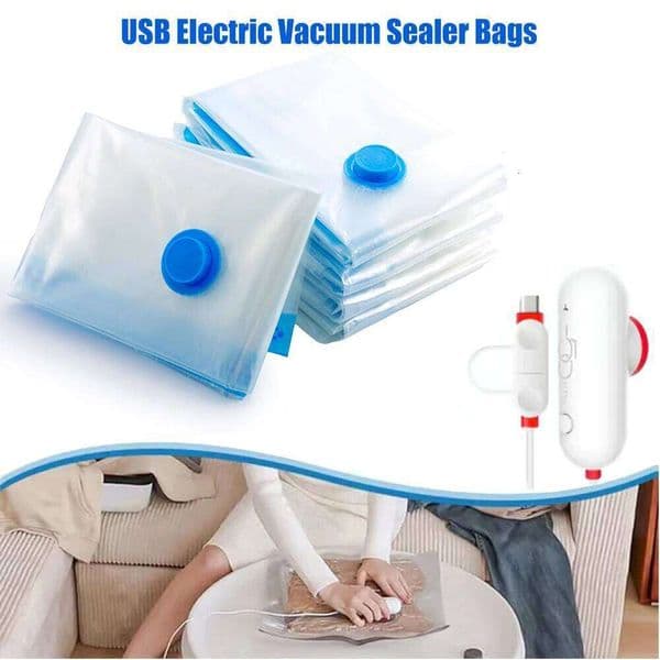Vacuum Storage Bags 6-12Pc Space Saver Travel Rechargable Air Various Seal Bag Pump for Compress Clothe Blanket Luggage 26T0110