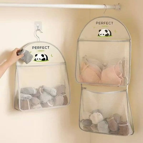 Breathable Mesh Wall Hanging Bag Socks,Household Closet Underwear Storage Organization,Laundry Basket for Toy Doll