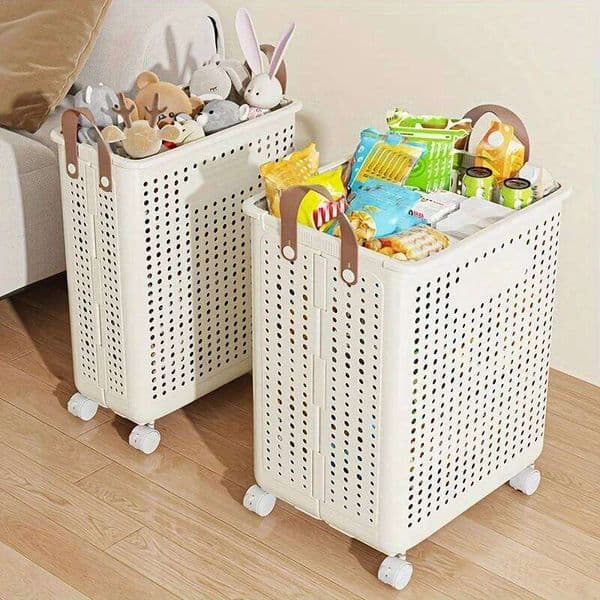 2026 New Laundry Item Basket - Supplies Storage PP Material Rolling Laundry Cart, Foldable With Wheels Dirty Clot Free Shipping