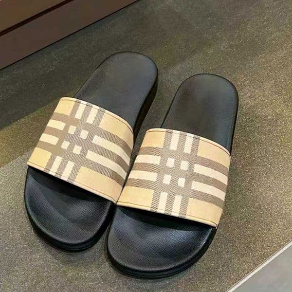 Mens Check Sandal Vintage Printing Slipper Womens Casual Shoes Rubber Slide Designer Sliders Summer Beach Flat Slippers Travel Plaid Sandale 1033
