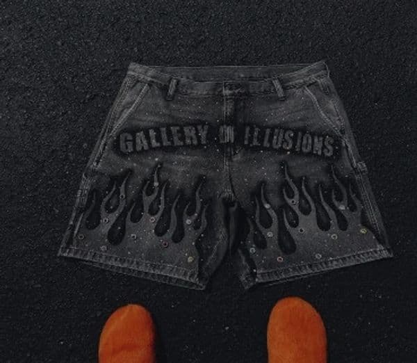 Street trend summer style diamond-set loose sports shorts American classic men and women high waist denim shorts 260107BJ