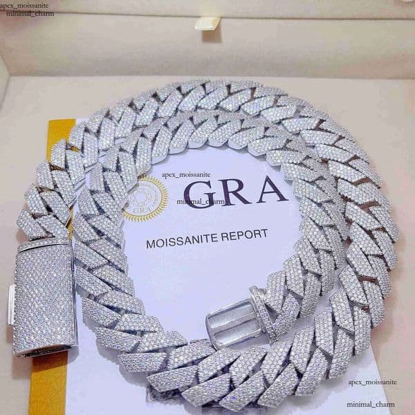 Iced Out Pass Diamond Tester 925 Sterling Silver Necklace Vvs Moissanite Cuban Link Chain 4d