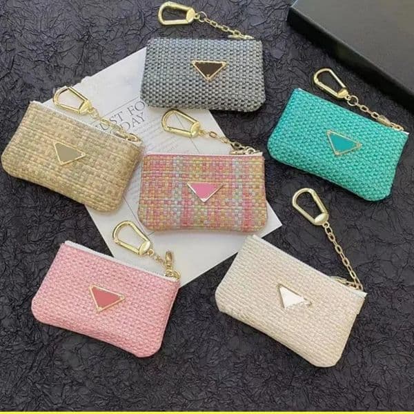 Designer KEY POUCH Zipper Purses Money Mini Women Mens Key Chain Ring Credit Card Holder Vintage Small Coin Purse Wallet Bags Pendant Accessories