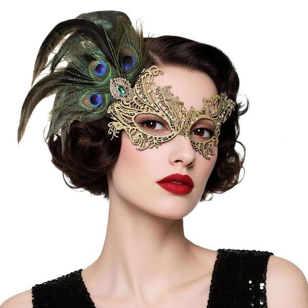 Sexy Halloween Feather Ball with Detachable Rhinestone Mask for Party - Adult Size 26H0110