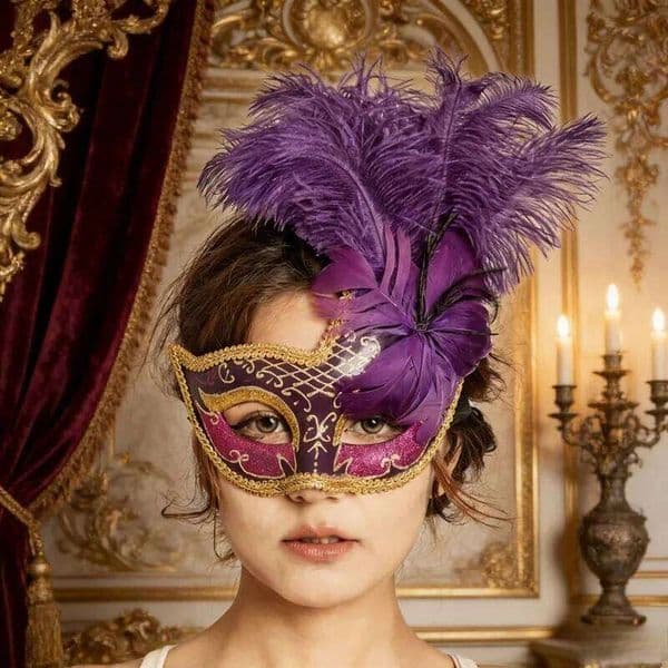 Venice Feather Makeup Ball Decoration Princess Style Half Face Mask Female Performance Prop 26H0110
