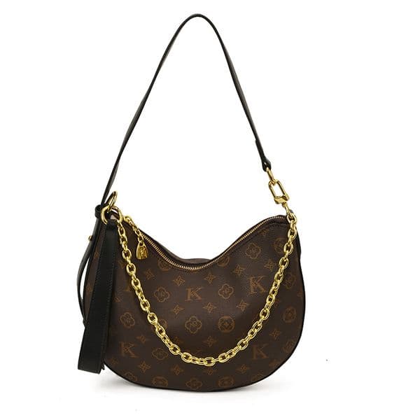 Fashionable and elegant women's bag 2026 new print design versatile shoulder bag large capacity chain belt crossbody bag black brown khaki
