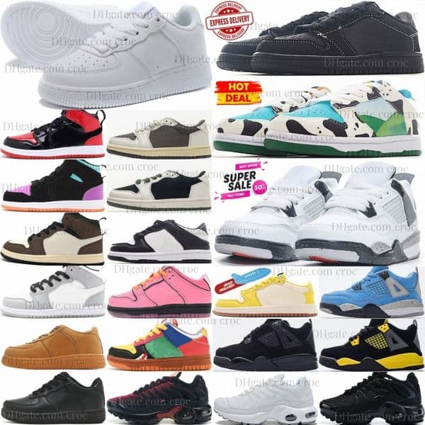 Kids Shoes Mocha Toddlers Sport Boys Girls Trainers Basketball Running Olive Sneakers Black Cats Thunder White Red Blue Pink Children Youth Cement Grey Canary Plus