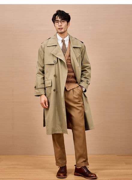 Mauroicardi Spring Autumn Long Black Khaki Trench Coat Men Shoulder Pads Double Breasted Chic British Style Fashion Clothes 2025 251226