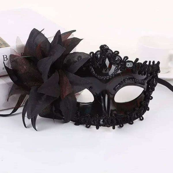 Halloween Princess Half Face Dance Lily Flower Party Sexy Dress Wear Matching Mask Cosplay Accessories 26H0110