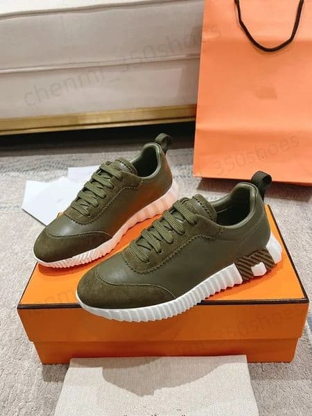 Street Style Plain Logo Platform Sneakers Designer Men Bouncing Sneaker Luxury Shoes Light Sole Mesh Suede Goatskin Breathable Trainers Color Grey White Black F7