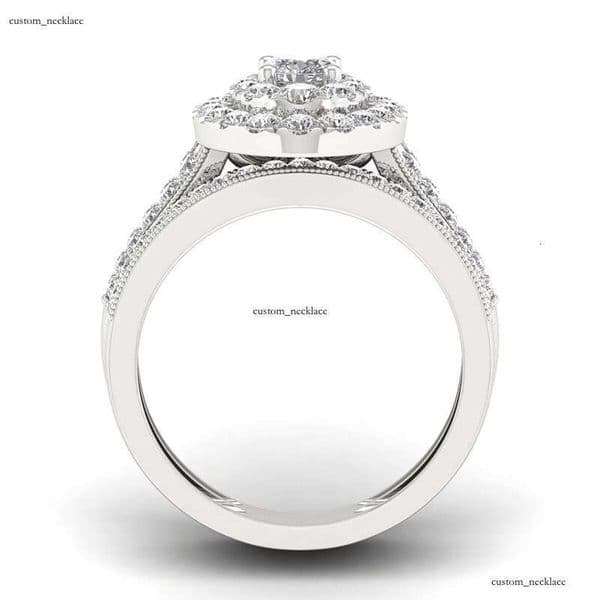 Classic VVS Moissanite Set Couple White High-Quality Jewelry 925 Sterling Silver Diamond Ring, Women's Engagement Ring