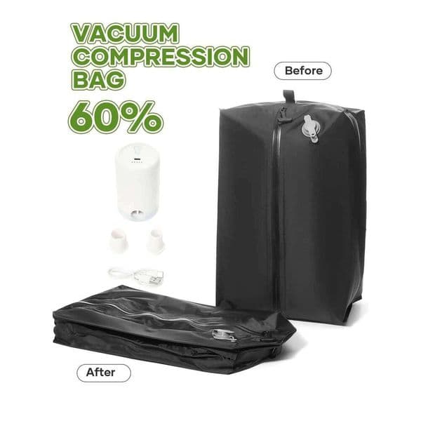 Storage For WIth Electric Pump, Travel essentials Uitcases Clothes Organizer Bags, Vacuum Compression Bags 26T0110