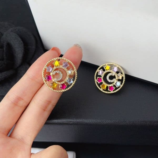 Vibrant Multicolored Gemstone Earring with Gold Tone Setting Eye-catching Fashion Jewelry for Women Gift Choice for Special Occasions Colorful Earrings