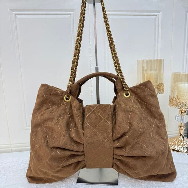 French niche design bow women's shoulder bag winter new fashion versatile style chain handbag simple style luxury designer bag