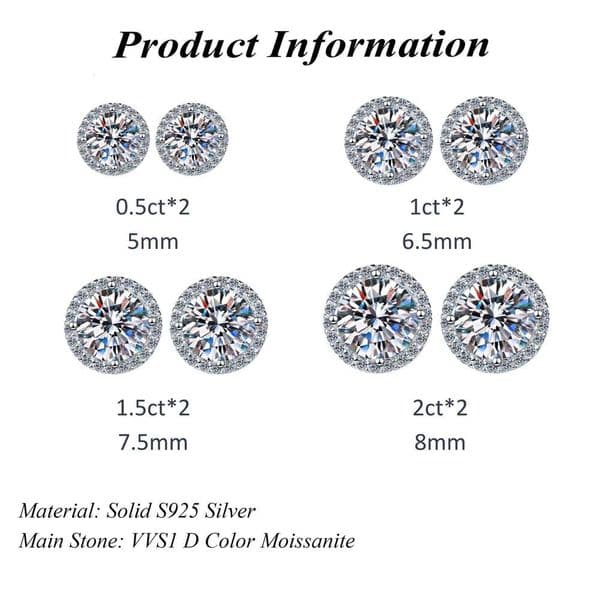 Wholesale DEF 14k VVS1 GRA Silicon Stone IGI Halo Earrings Solid 925 Sterling Silver With GRA 18k Certificate Pass VVS Moissanite Tester