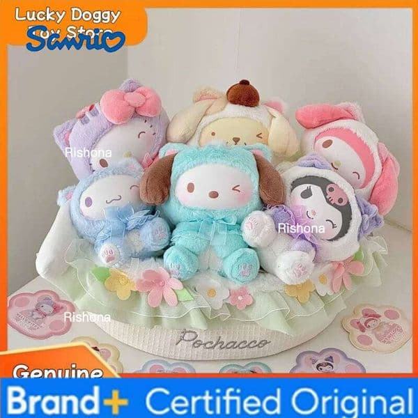 Sanrio New Original Characters Play With Kittens Series Vinyl Plush Blind Box Kuromi Melody Cute Pendant Doll Mystery Girl Xmas Gifts H260109