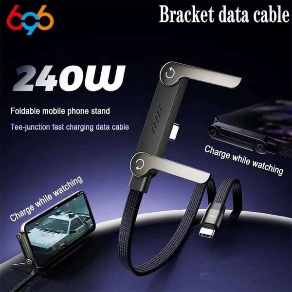 240W Data Fast Charging Cable Phone Tablet Foldable Holder 2-In-1 NAI CHONG