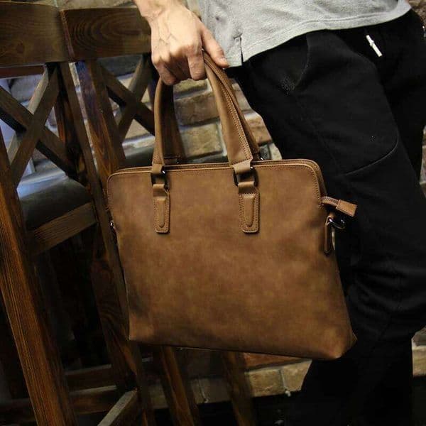 Brand Crazy Horse Pu Vintage Business Leather Briefcase Men's Briefcase Men Travel Bags Tote Laptop Man Bag Kl928