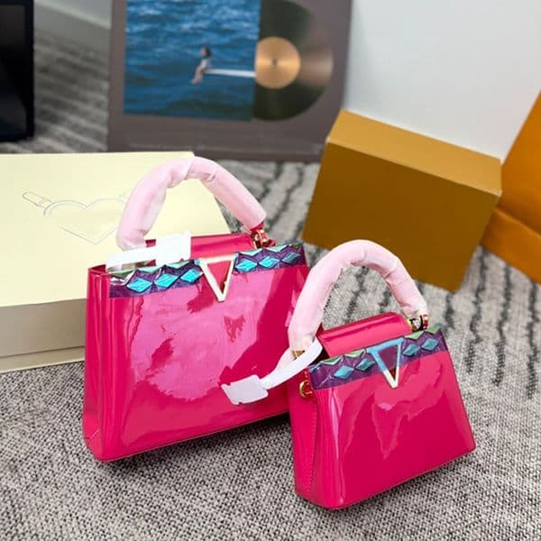 Noble Women's Mini Tote Wide Shoulder Straps Designer Classic Floral Elements Capucines Bags New Style Crossbody Bags Shoulder Bag Gold Buckle Hardware